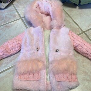 Pink very warm toddler sweater jacket. Size 2T.